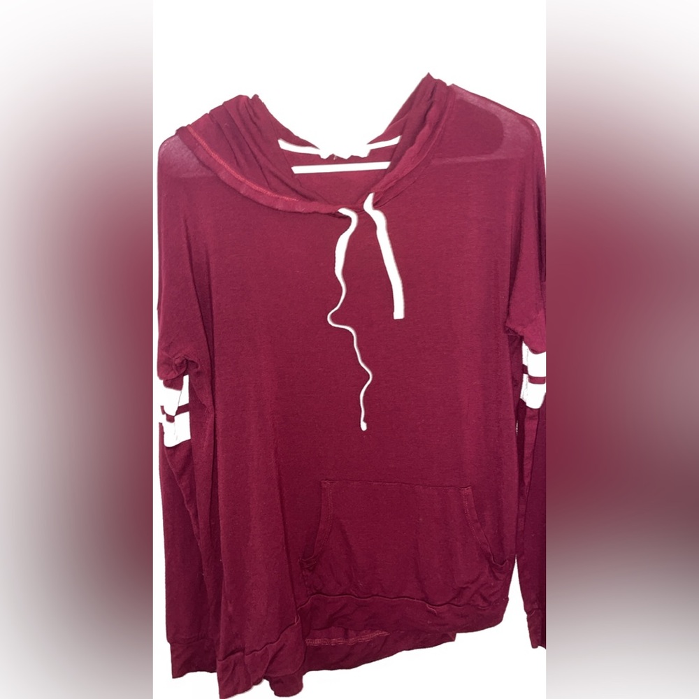 Pink Republic Maroon Hoodie with White Details